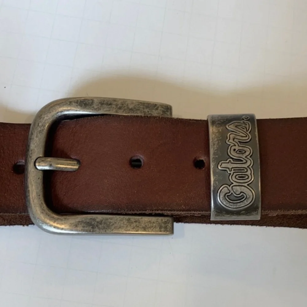 Fossil Brown Leather Gator Belt Size 32